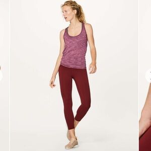 (2) Lululemon Our Sport Tank Heathered Deep Luxe Burgundy Purple Extra Small Red